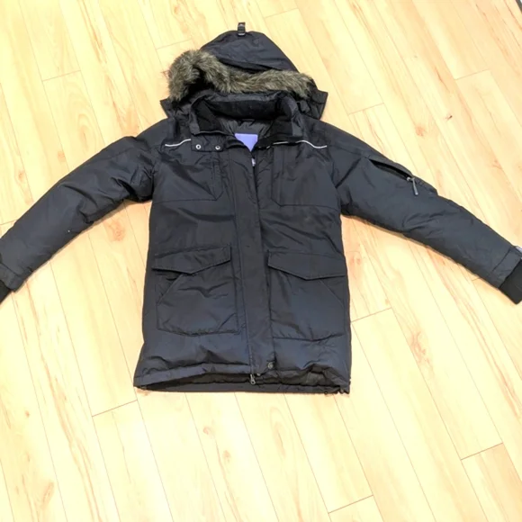 Kamik Women's Black Down Filled Parka with Faux Fur Hood - Picture 3 of 16